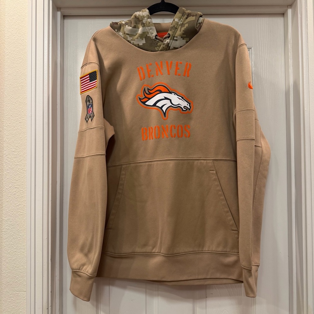 Nike Denver Broncos Hoodie Mens Large Salute To Service Tan Camo NFL Football